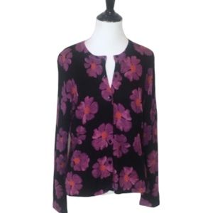 Kate Hill Merino Wool Flower Cardigan - Size Medium